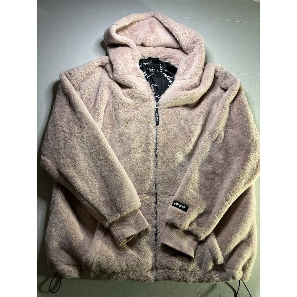 YoungLA Pink Furry Zipup Jacket Size XXL